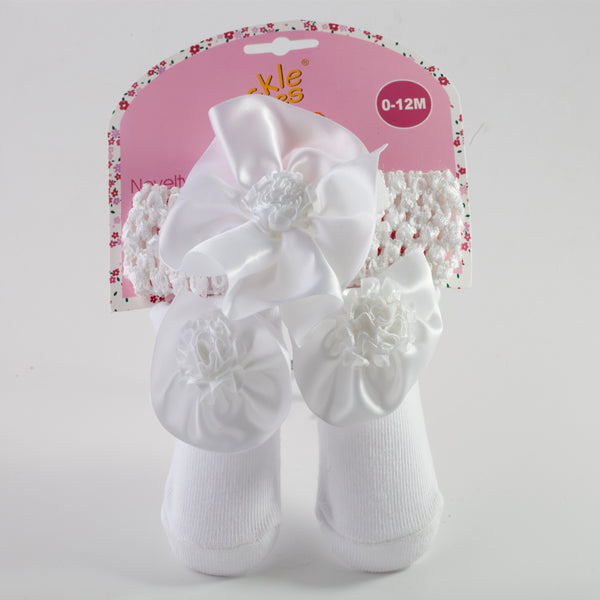 Tender Toes Girls White Novelty Headband and Booties 0-12 #5662