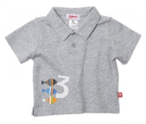 Zutano 3 Fishies Toddler Polo Shirt Gray Style