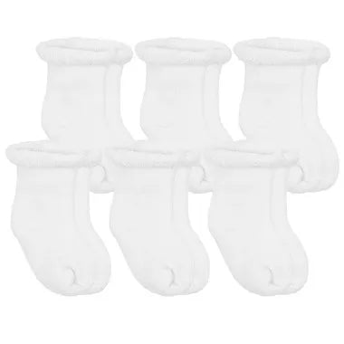 Kushies Terry Newborn Socks 6pk – White