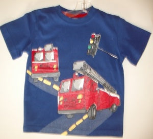 CR SPORTS Little Boys Fire Engine Tee - Blue