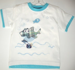 CR SPORTS Infant Boys Shark and Fish Tee - White