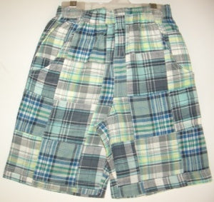 CR SPORTS Little Boys Pull On Plaid Shorts - Turquoise