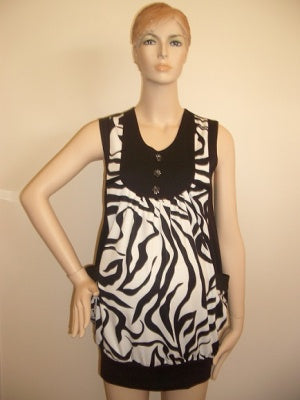 Sofi Co Tunic Top With Pockets - Zebra Print