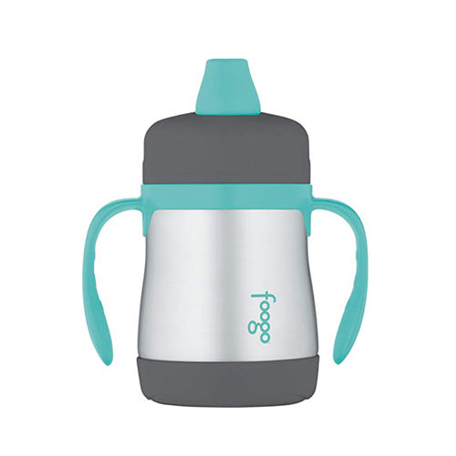 Thermos Foogo Stainless Steel Double Wall Sippy Cup Charcoal/Teal 7oz