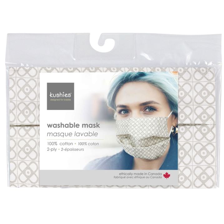 Kushies Washable Mask - Linen Mini Print