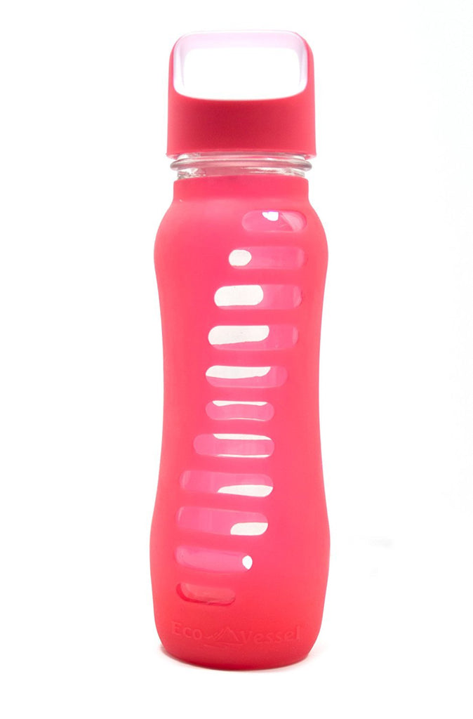 EcoVessel Glass Water Bottle Loop Cap 22oz 650ml - Raspberry Pink (366605)