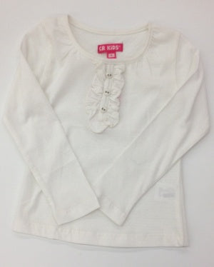 CR KIDS Eyelet Tee With Ruffles At Front Placket - 5