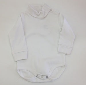 Minibamba Long Sleeve Turtle Neck Onesie - White