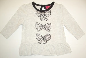 Nass Top with Bow Print - Light Heather Grey