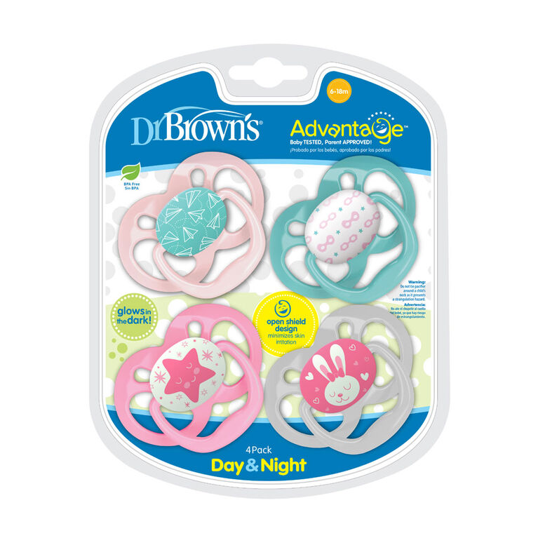 Dr. Brown's Advantage Pacifier - Pink 4pk