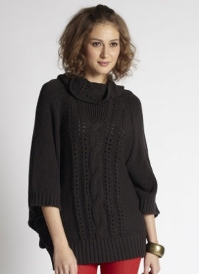 Mothers En Vogue Cable Knit Poncho Sweat - Dark Grey