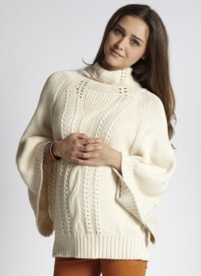 Mothers En Vogue Cable Knit Sweater Poncho - Magnolia