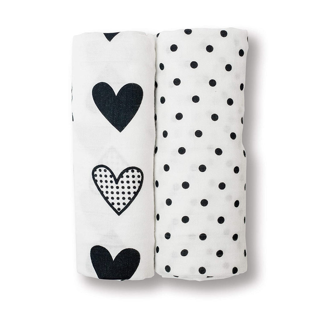 Lulujo Swaddling Blanket - Hearts &Dots