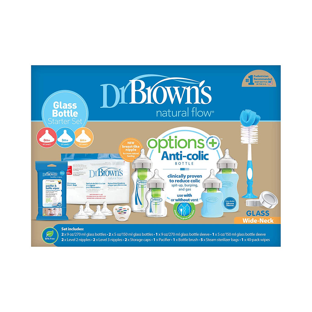 Dr Brown's Options + Newborn Glass Bottle Wide-Neck Starter Set WB04700