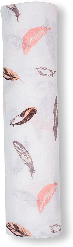 Lulujo Muslin Swaddling Blanket - Putty Feathers