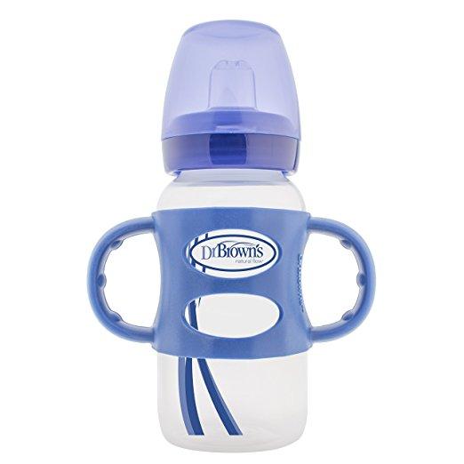 Dr Brown's Bottle Wideneck Sippy Spout Bottle w/Silicone Handle Blue 9oz