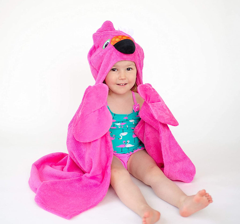 Zoocchini Toddler Hooded Towel Franny the Flamingo