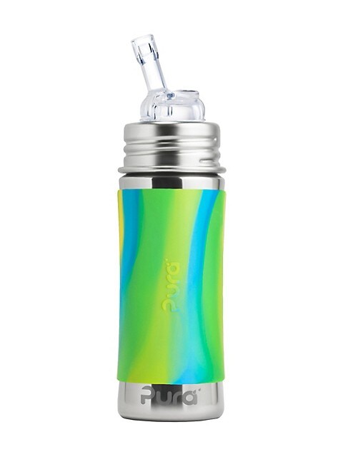 Pura Straw Bottle Natural - Aqua Swirl 325ml (PS-00674)