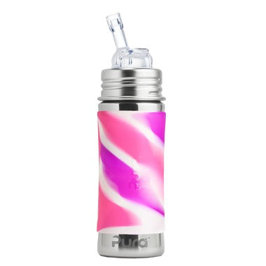 Pura Straw Bottle - Natural Pink Swirl 325ml (PS-00673)