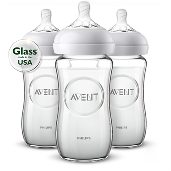 Avent Nature Glass Bottle 8oz 3pk