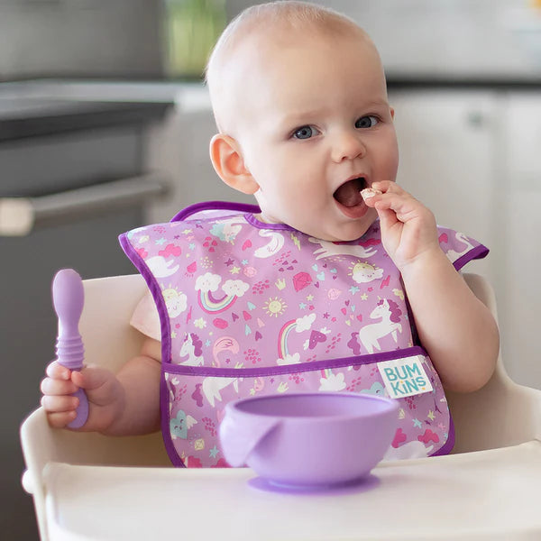 Bumkins Silicone First Feeding Set with Lid & Spoon - Lavender