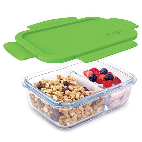 Bentgo Glass 2 Compartment Container Green BGO-GLSM-GRN