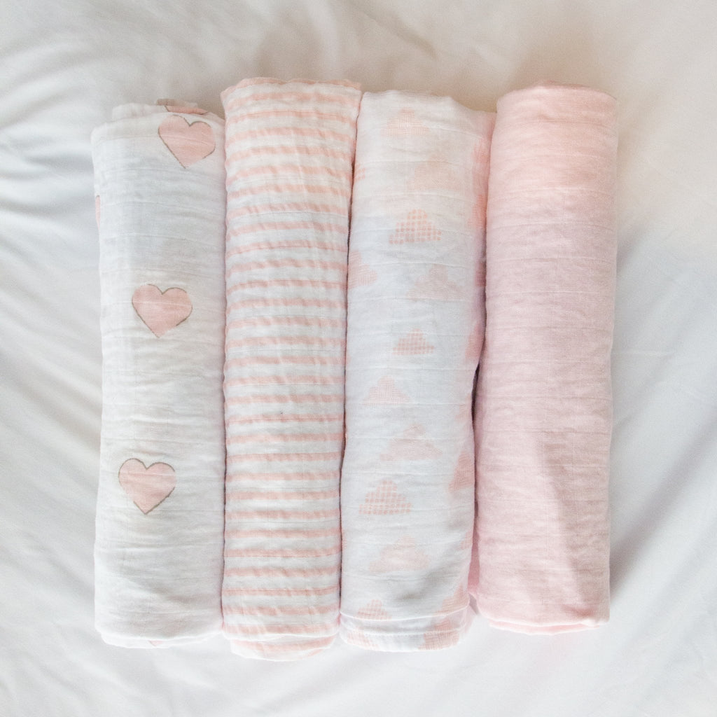 Living Bento Gift Box Swaddle Blanket Pink 4pk 221035