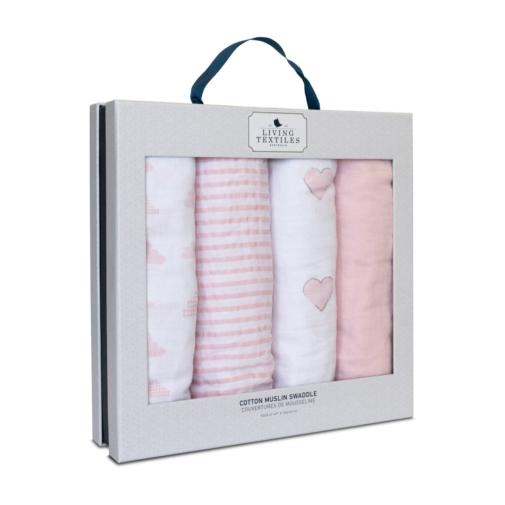 Living Bento Gift Box Swaddle Blanket Pink 4pk 221035