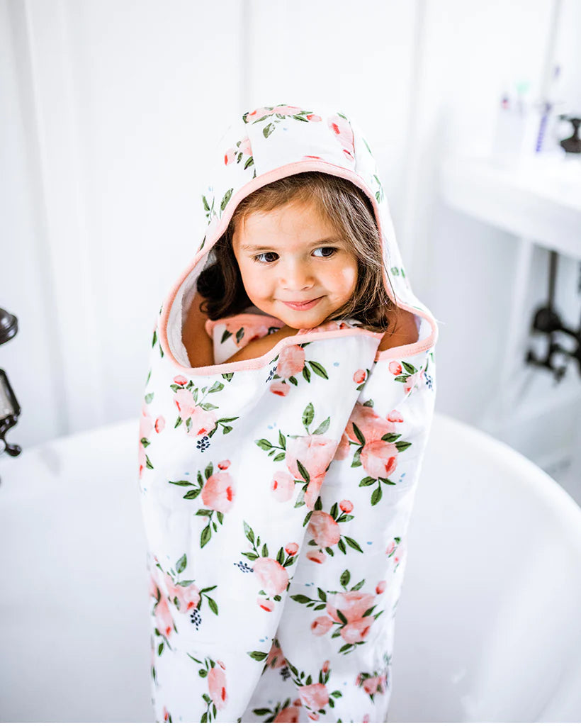 Little Unicorn Cotton Hooded Toddler Towel - Watercolor Roses