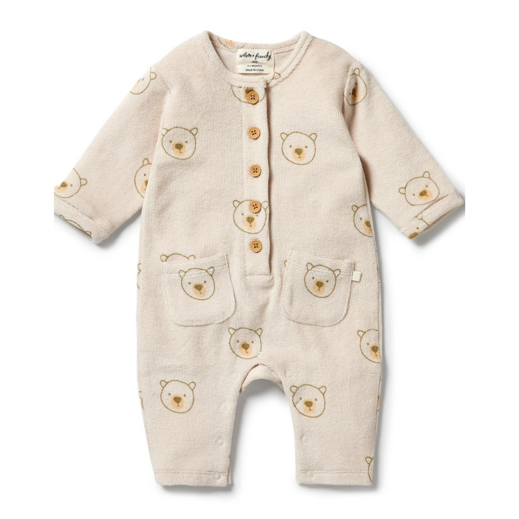 Wilson & Frenchy Organic Terry Slouch Growsuit - Beary Cute