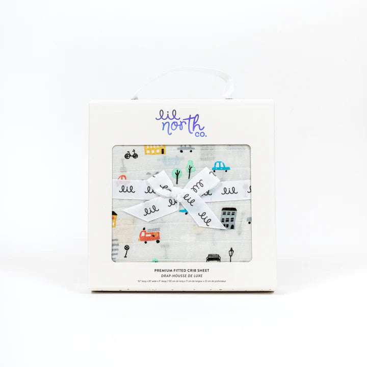 Lil North Co.Muslin Crib Sheet - City Cars