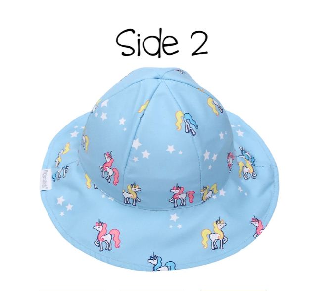 Flapjacks Kids Reversible Baby & Kids Patterned Sun Hat – Rainbow | Unicorn