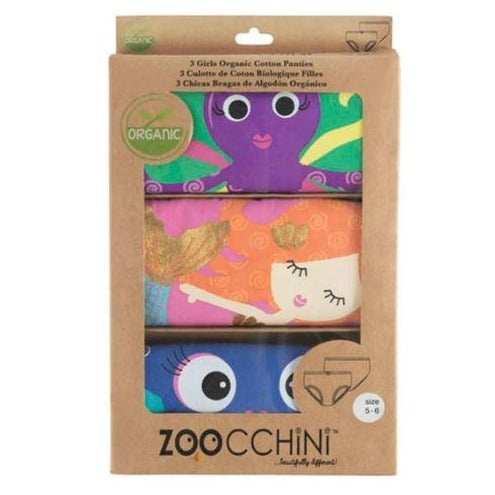 Zoocchini Organic Girls Underwear 3 Piece  - Coral Caribe 4T-5T ZOO148