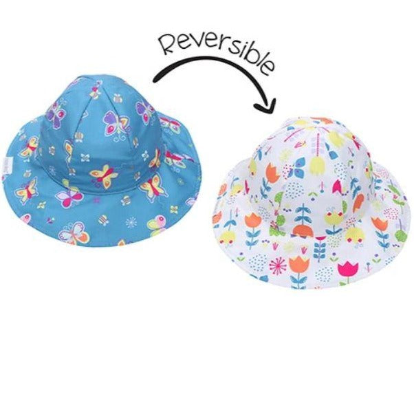 Flapjacks Kids Reversible Baby & Kids Patterned Sun Hat – Butterfly | Floral