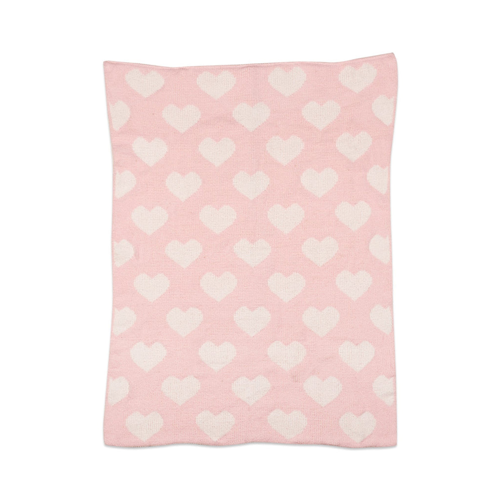 Living Chenille Blanket PInk Hearts 203224