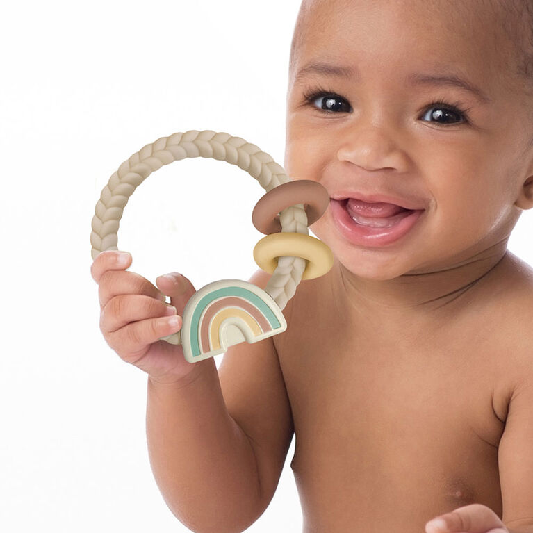 Itzy Ritzy Ritzy Rattle™ with Teething Rings - Neutral Rainbow