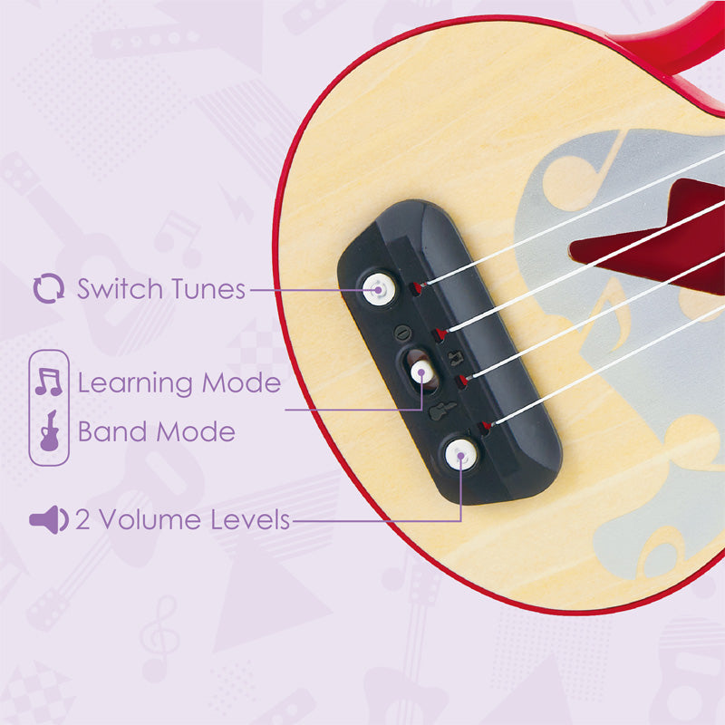 Hape Teach Yourself Electric Ukulele - Red E0624