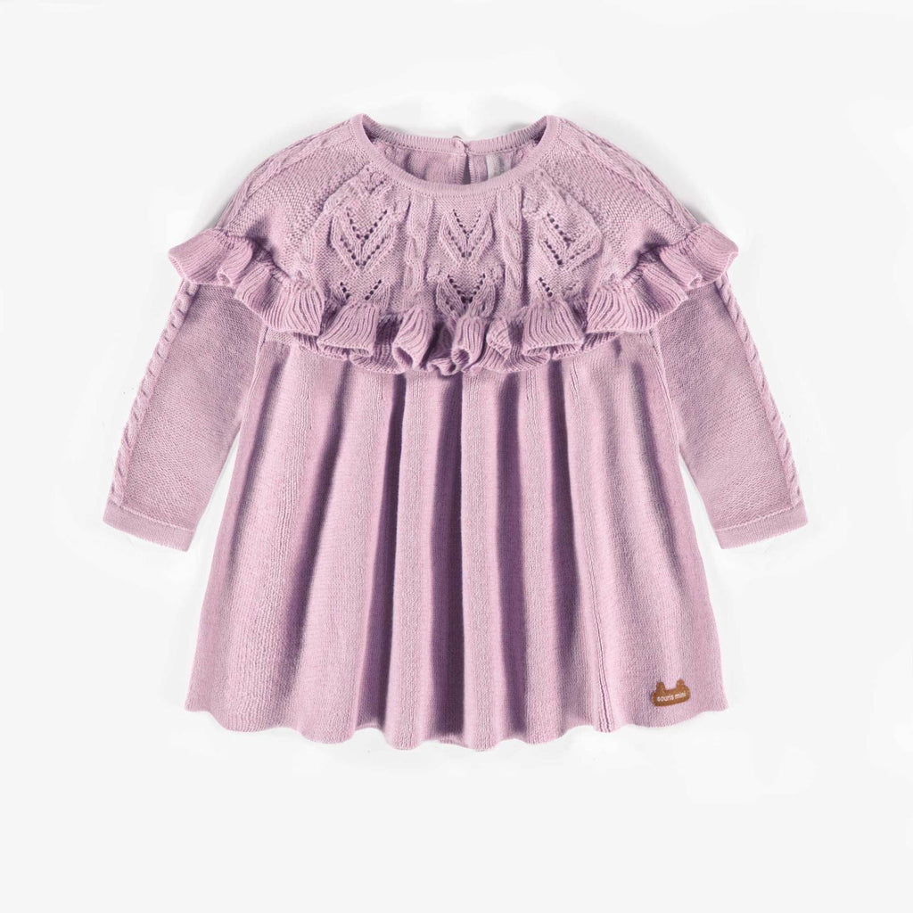 Souris Mini Knit Pattern Dress Newborn Pink 12-18M F21L3207L-70