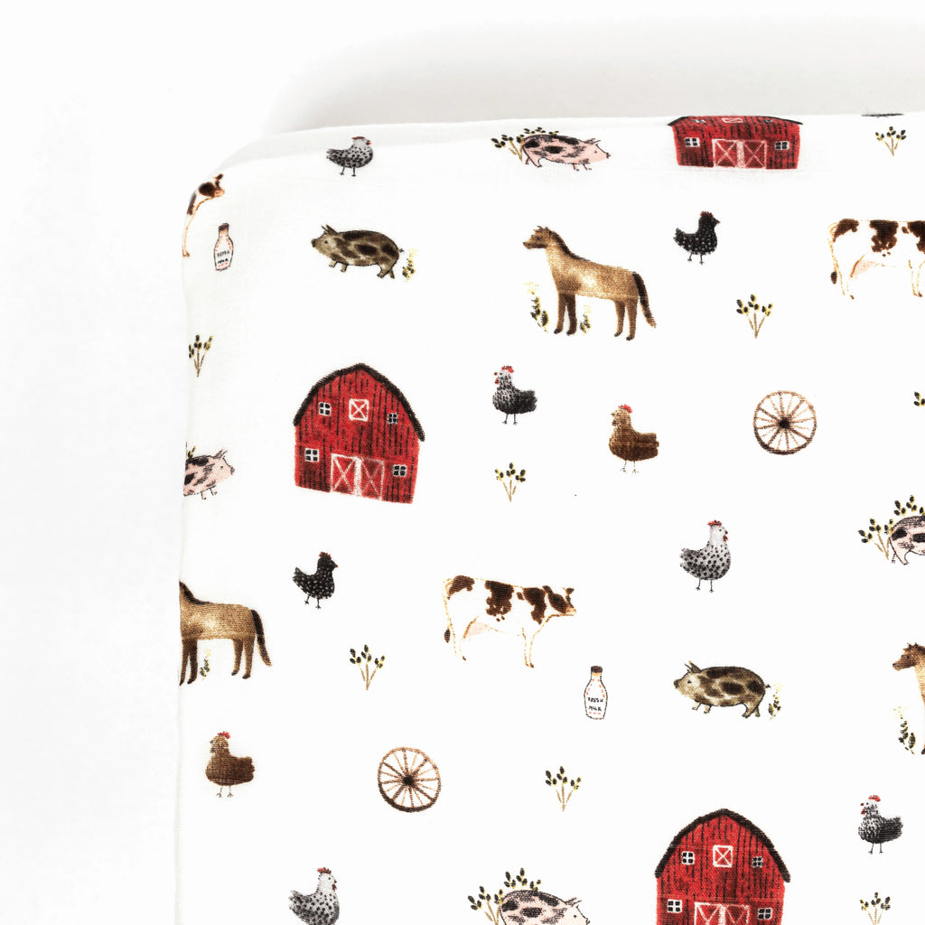 Lil North Co.Muslin Crib Sheet - Farm Animals