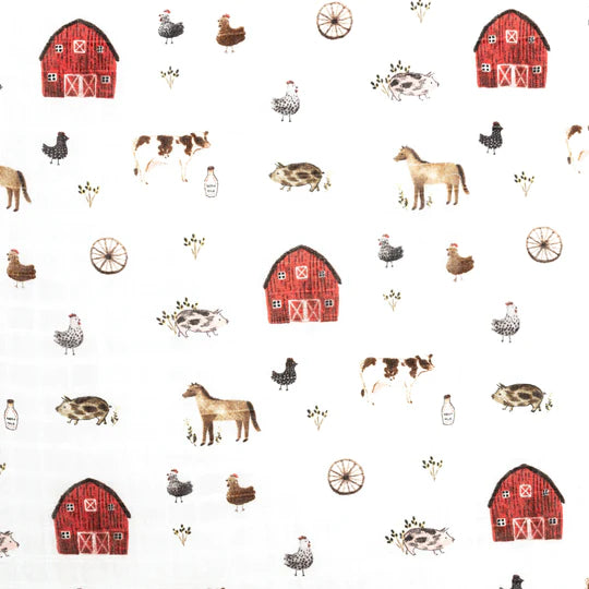 Lil North Co.Muslin Crib Sheet - Farm Animals