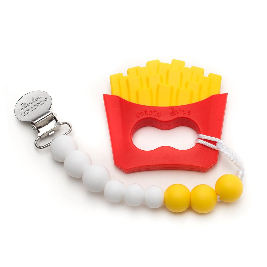 Loulou Lollipop Silicone Teether Holder Set - French Fries