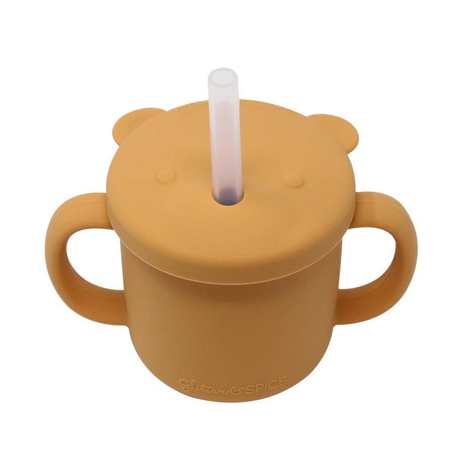 Glitter & Spice Grow with Me Silicone Bear Cup – Camel