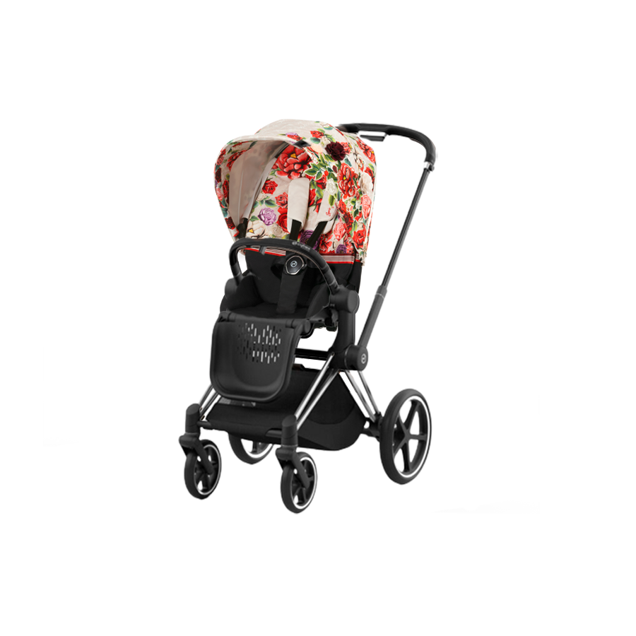 Cybex Priam4 - Chrome Black Frame with Spring Blossom Light Seat