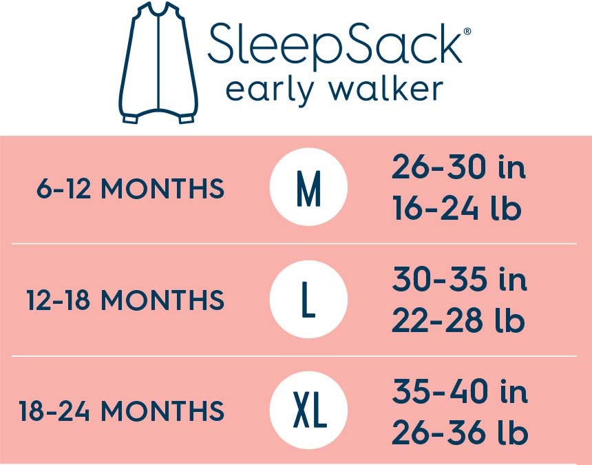 Early Walker Halo Sack Sizes Baby Sleep Halo Early Walker Size