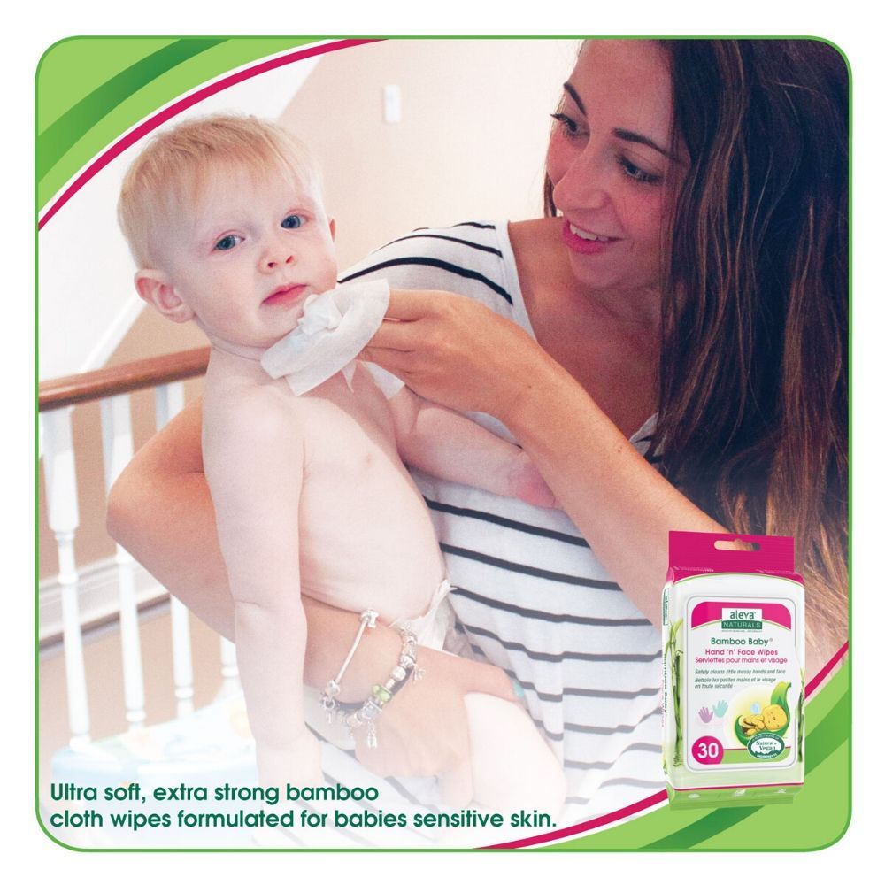 Aleva Naturals Bamboo Baby Hand 'n' Face Wipes 30ct –