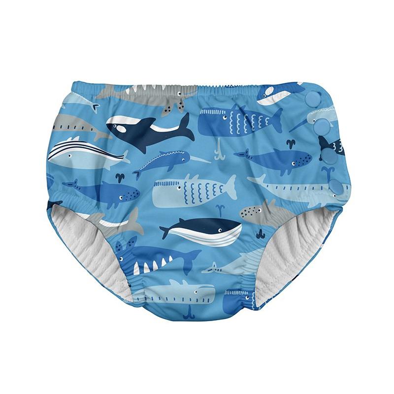 I Play by Green Sprouts Ruffle Snap Swimsuit Diaper Blue Whale League