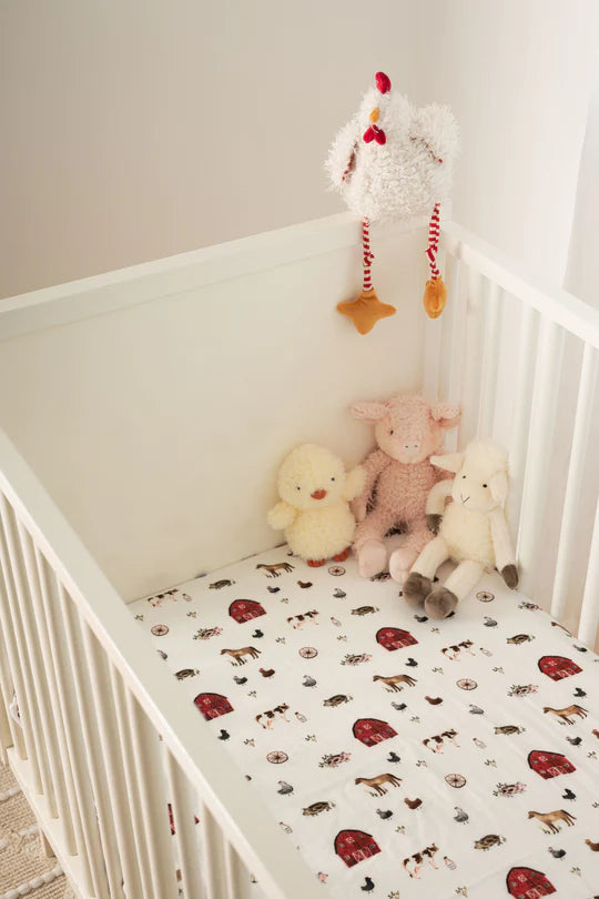 Lil North Co.Muslin Crib Sheet - Farm Animals