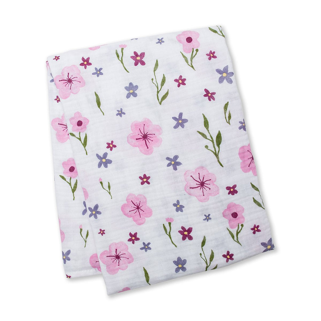 Lulujo Swaddling Blanket Muslin Cotton Lovely Floral