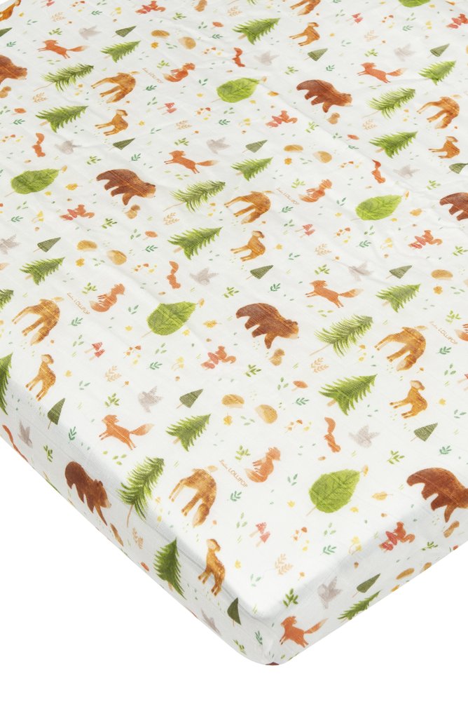 Loulou Lollipop Fitted Crib Sheet - Forest Friends