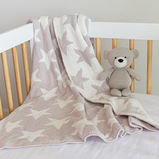 Living Textiles Chenille Baby Blanket - Grey Stars